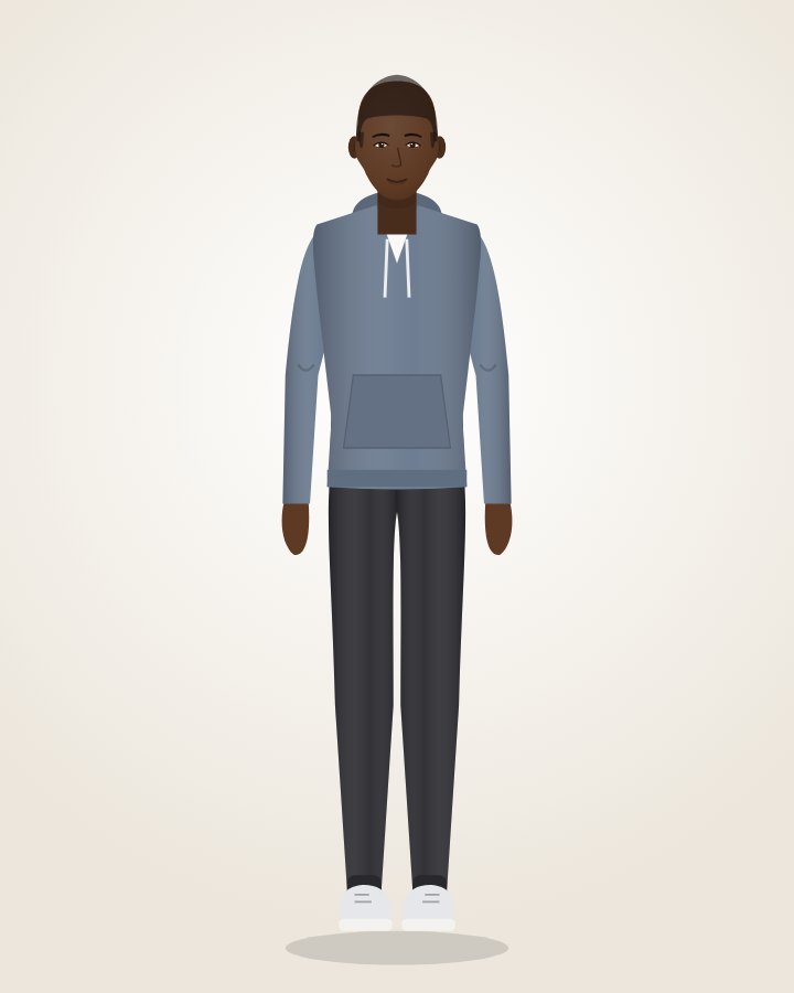 Hoodie & Joggers: grey-blue hoodie with charcoal joggers