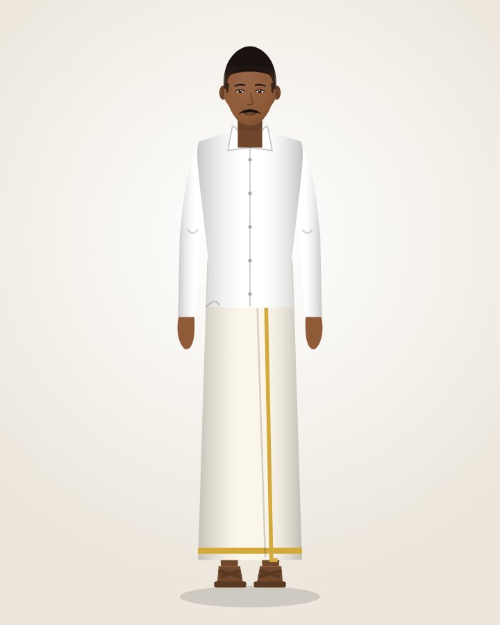 Kasavu Mundu & White Shirt