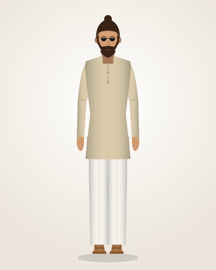 Linen Kurta & White Trousers