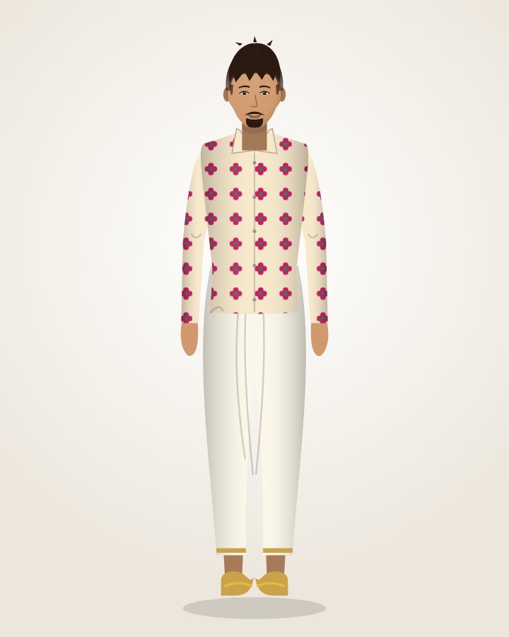 Printed Shirt & Dhoti Pants: floral silk shirt with ivory dhoti pants