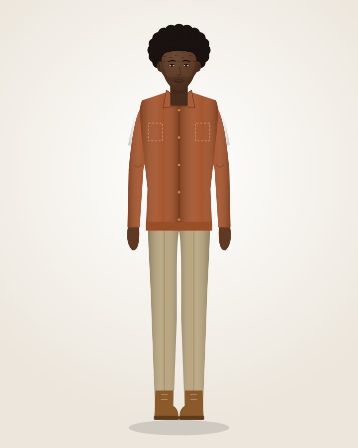 Overshirt, Tee & Chinos: rust overshirt over a white tee