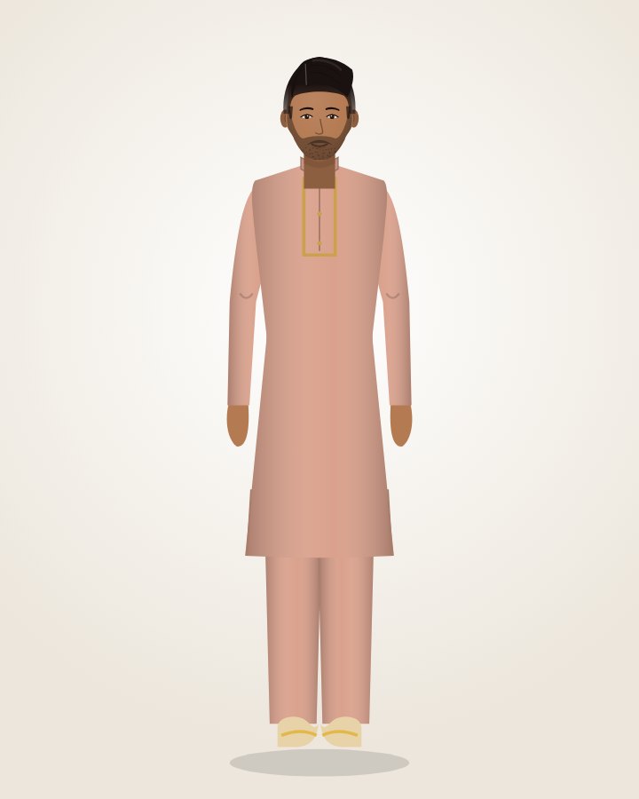 Rose Gold Silk Kurta Set: blush rose silk with gold buttons